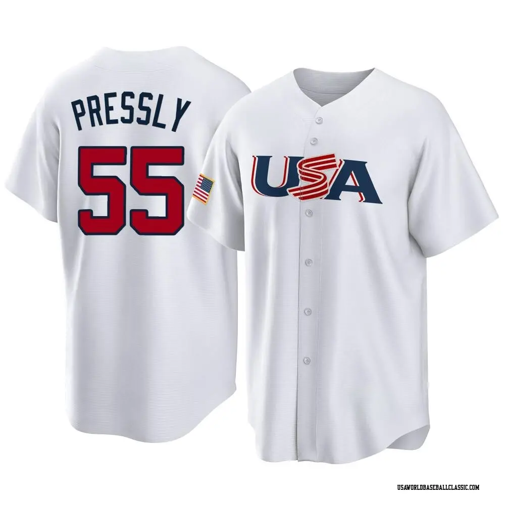 Men's Ryan Pressly USA Baseball Replica White 2023 World Baseball